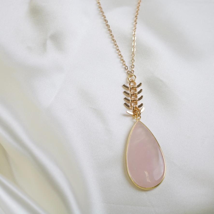 Axel // Rose Quartz Teardrop Necklace