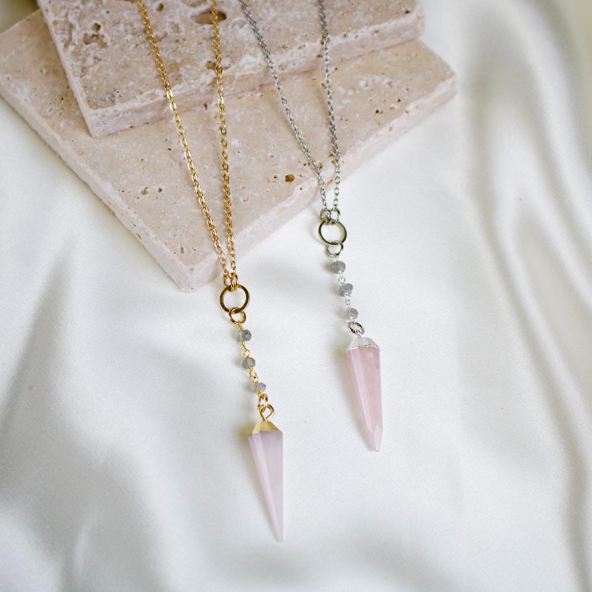 Mabel // Rose Quartz & Labradorite Necklace