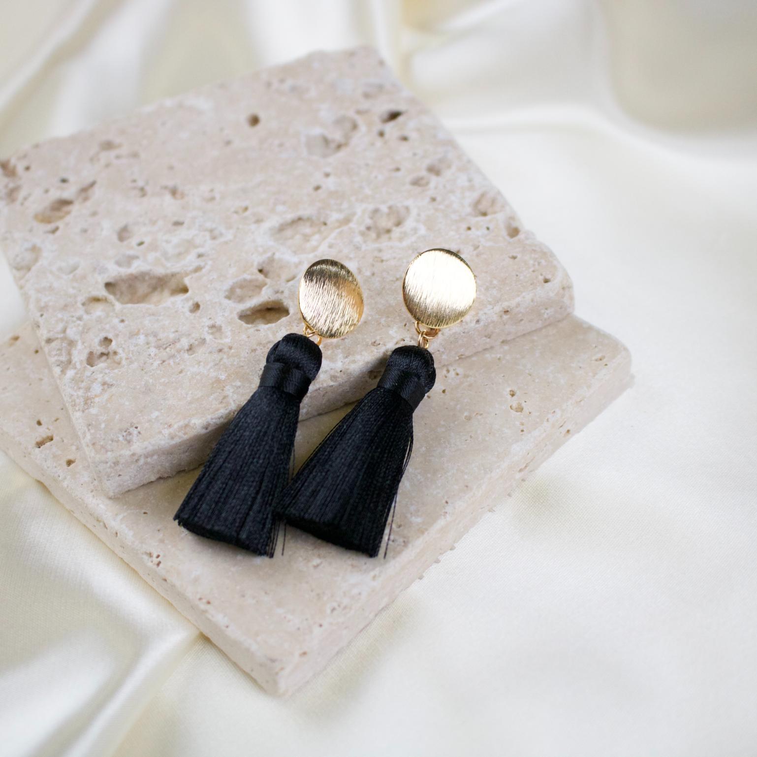 Halo // Black Tassel Earrings