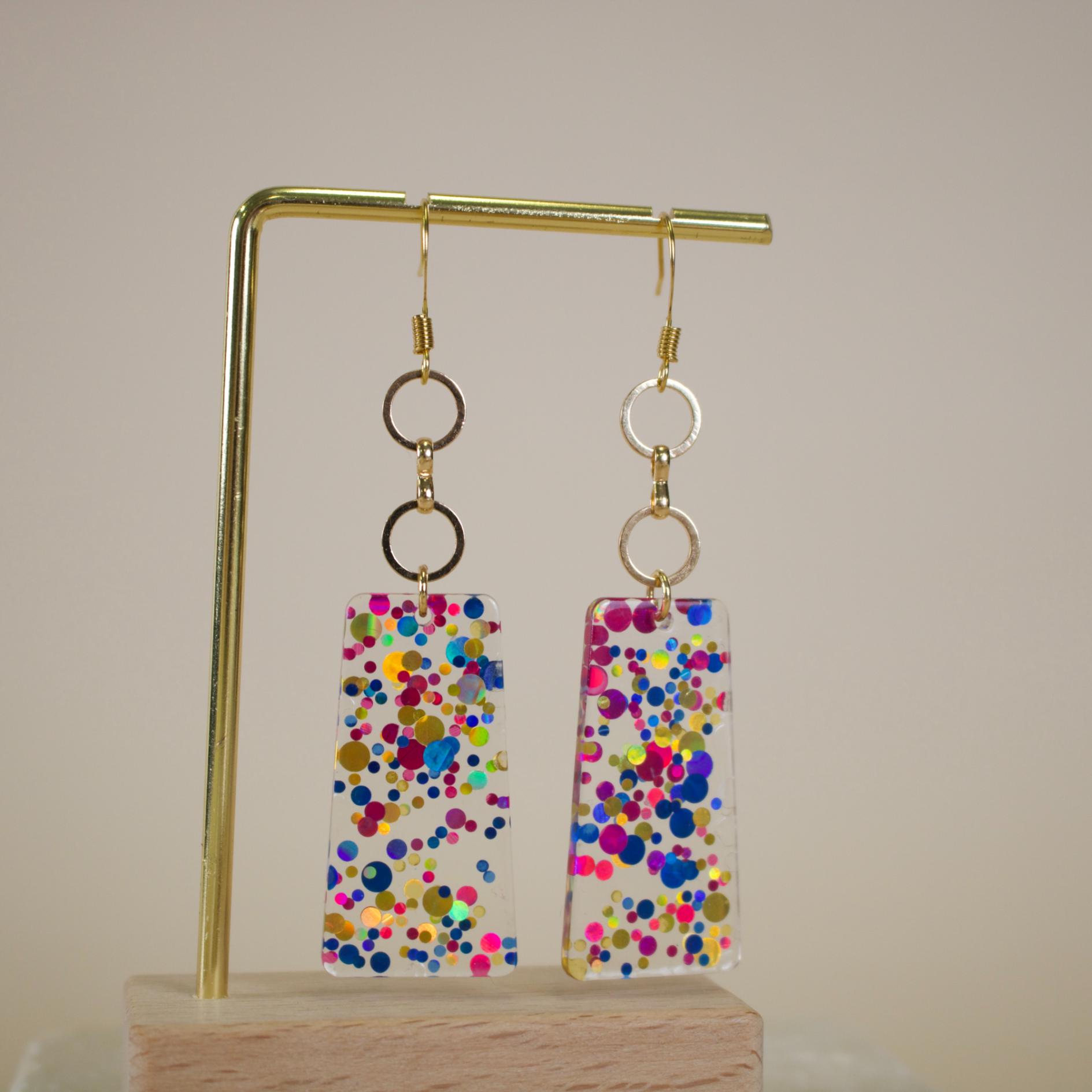 Juno // Confetti Rectangle Dangle Earrings