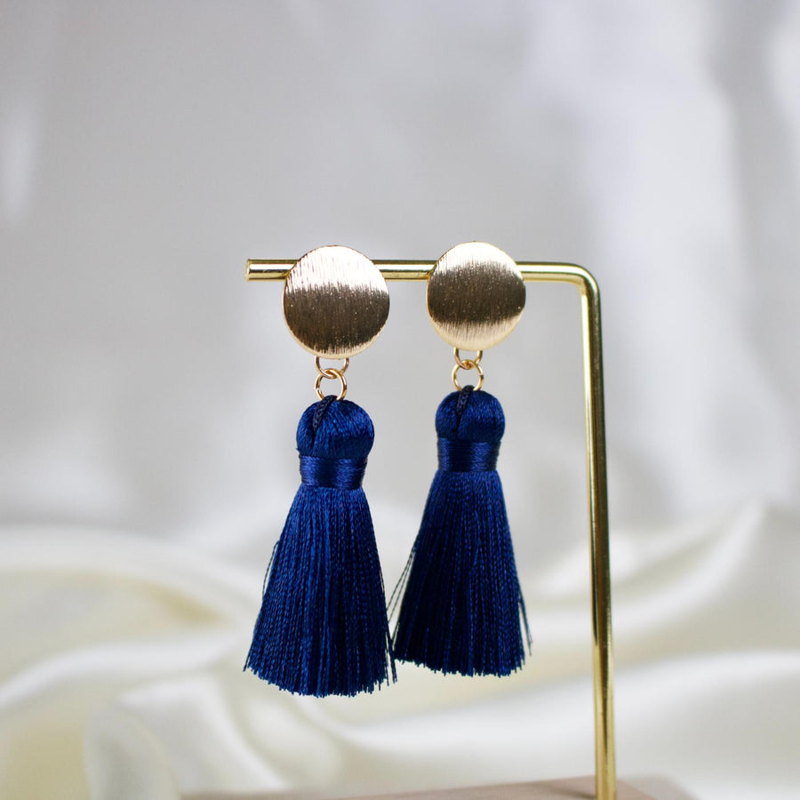 Halo // Navy Tassel Earrings