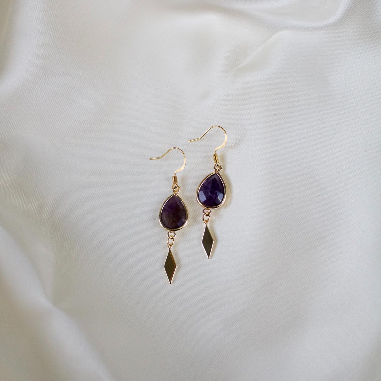 Aleena // Amethyst Teardrop Earrings
