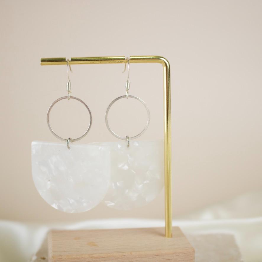 Faye Earrings // White Acetate Statement Earrings