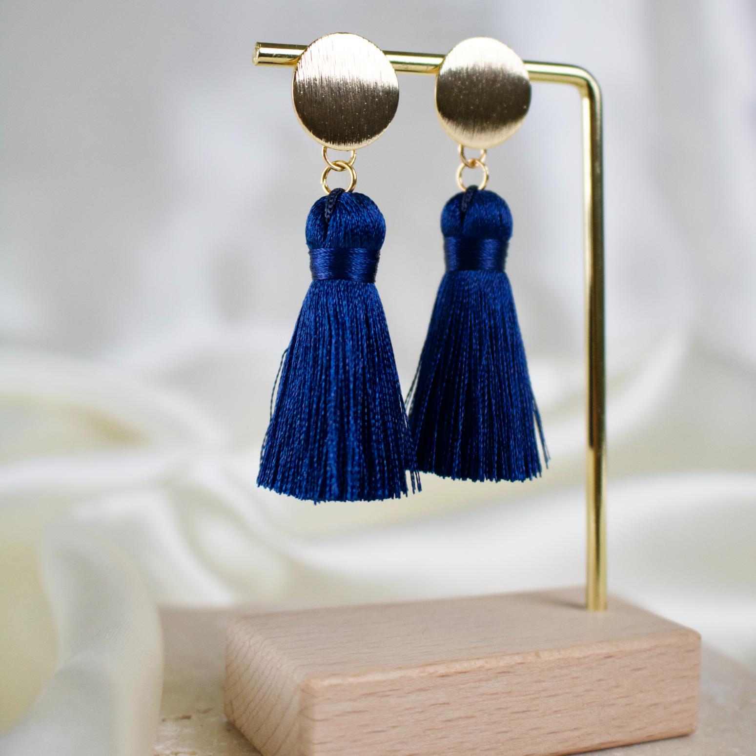 Halo // Navy Tassel Earrings