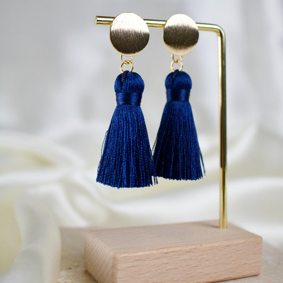 Halo // Navy Tassel Earrings