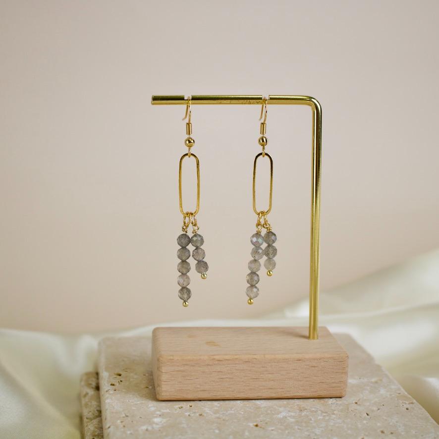 Loretta // Beaded Labradorite Earrings