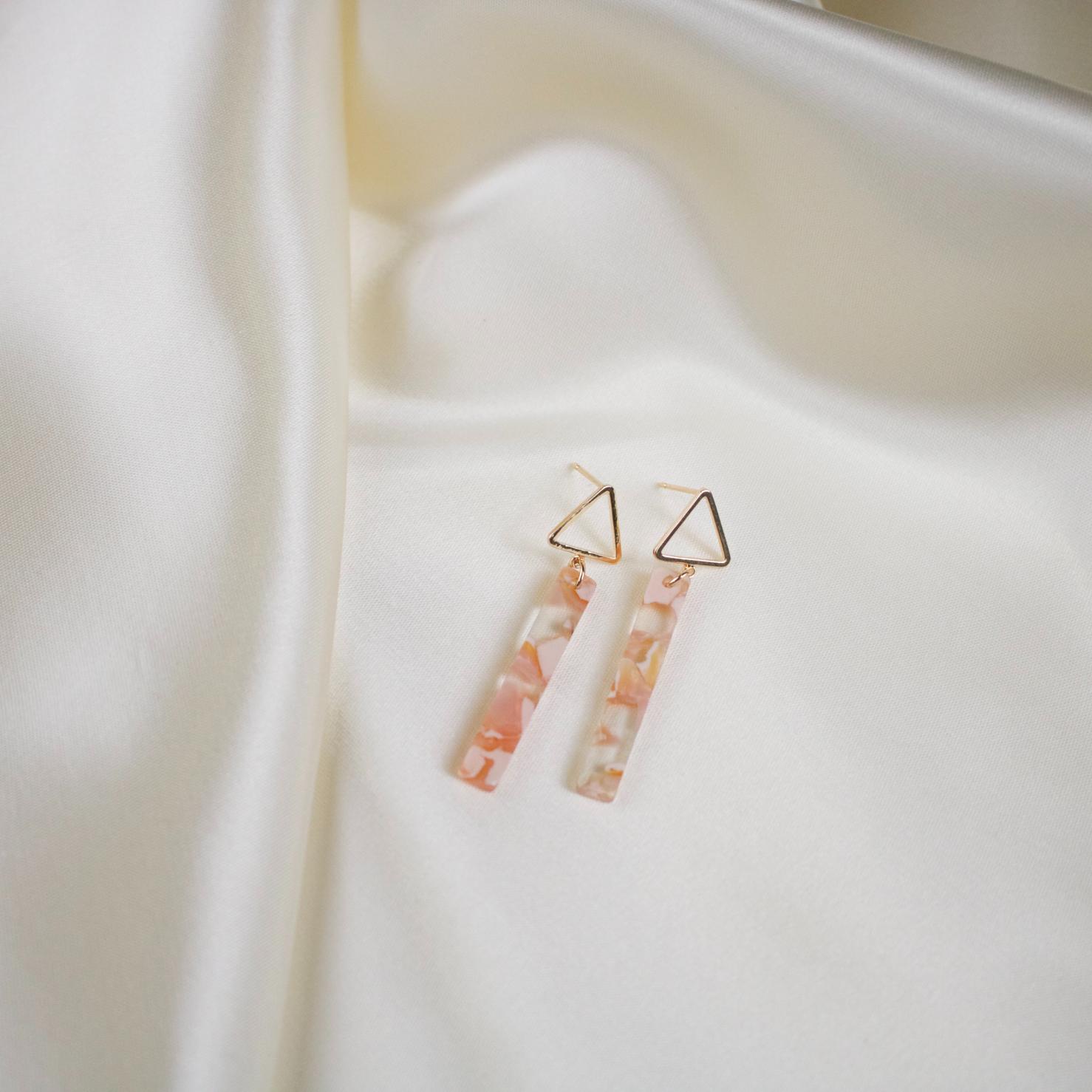 Lina // Peach Geometric Acetate Earrings