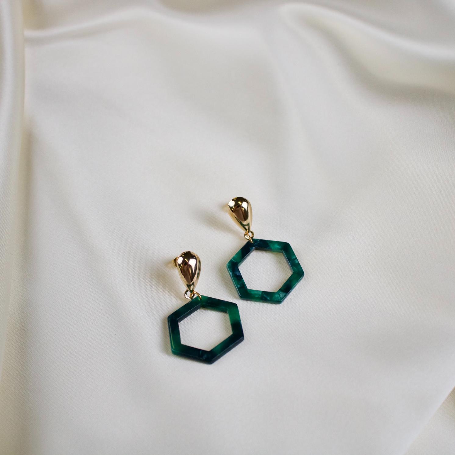 Gia // Green Teardrop Stud Earrings