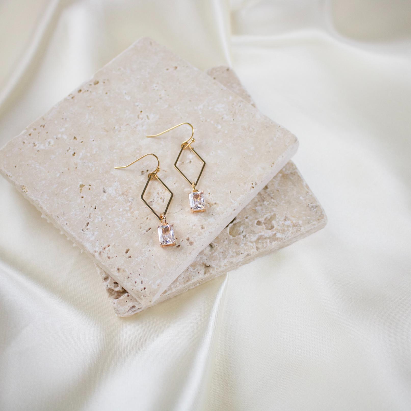 Fiona // Rhinestone Diamond Earrings