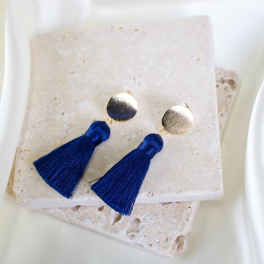 Halo // Navy Tassel Earrings