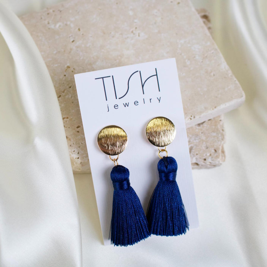 Halo // Navy Tassel Earrings