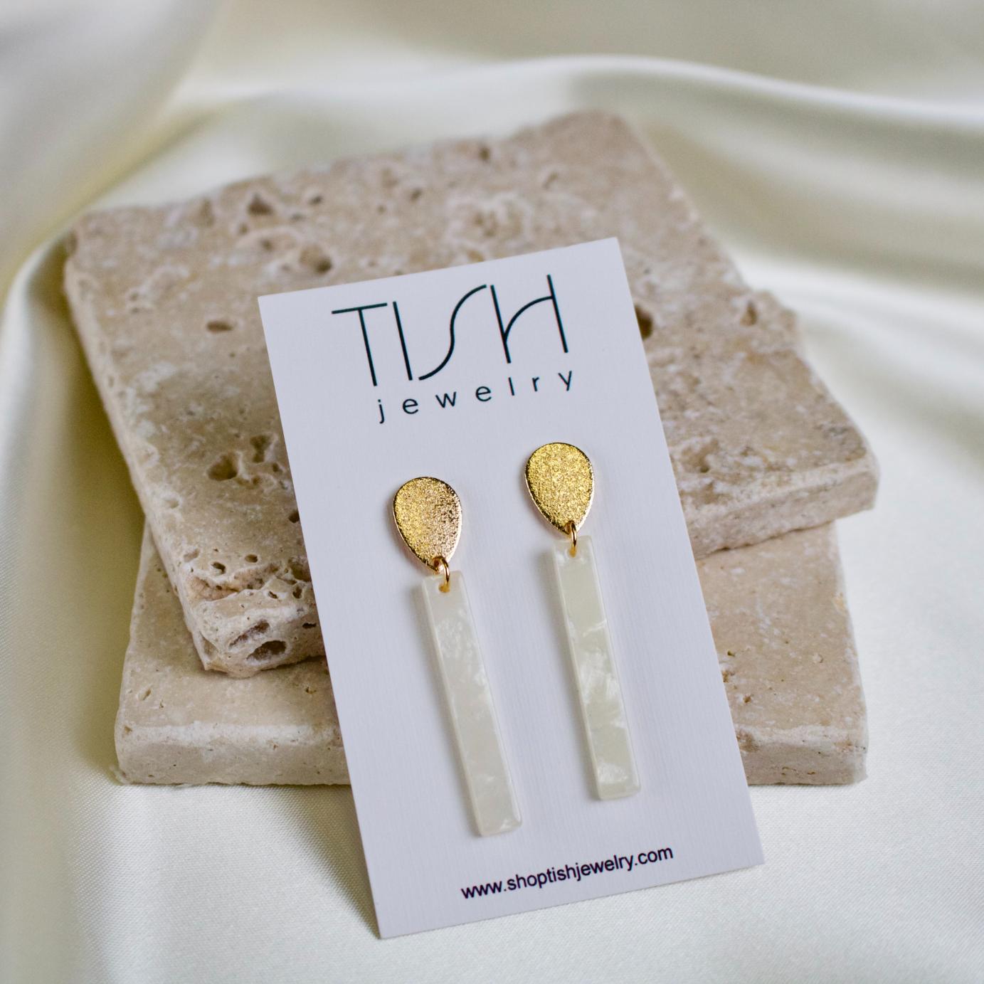 Maisy // White Acetate Earrings