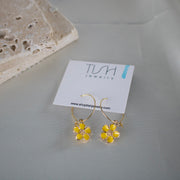 E4 - Flower Charm Hoop Earrings