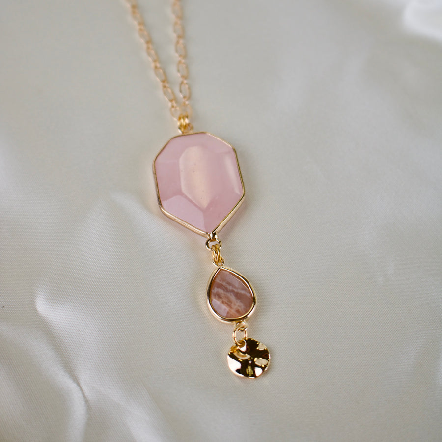 N009 - Rose Quartz Moonstone Necklace