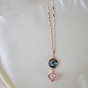 N007 - Rose Gold Clear Quartz & Labradorite Necklace