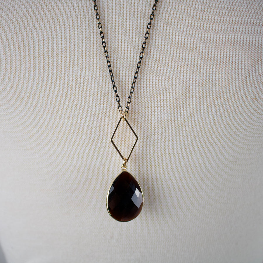 N7 - Black Obsidian Teardrop Necklace