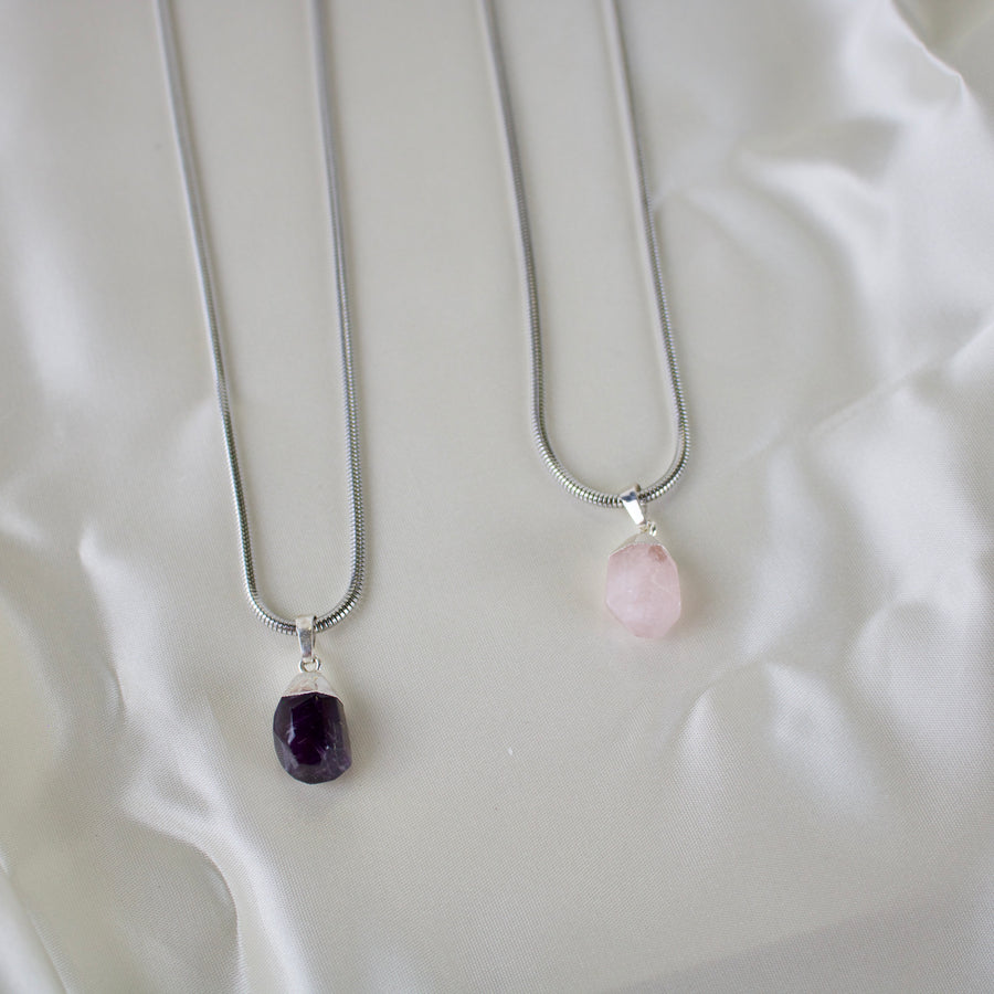 N035 - Chunky crystal pendant necklace