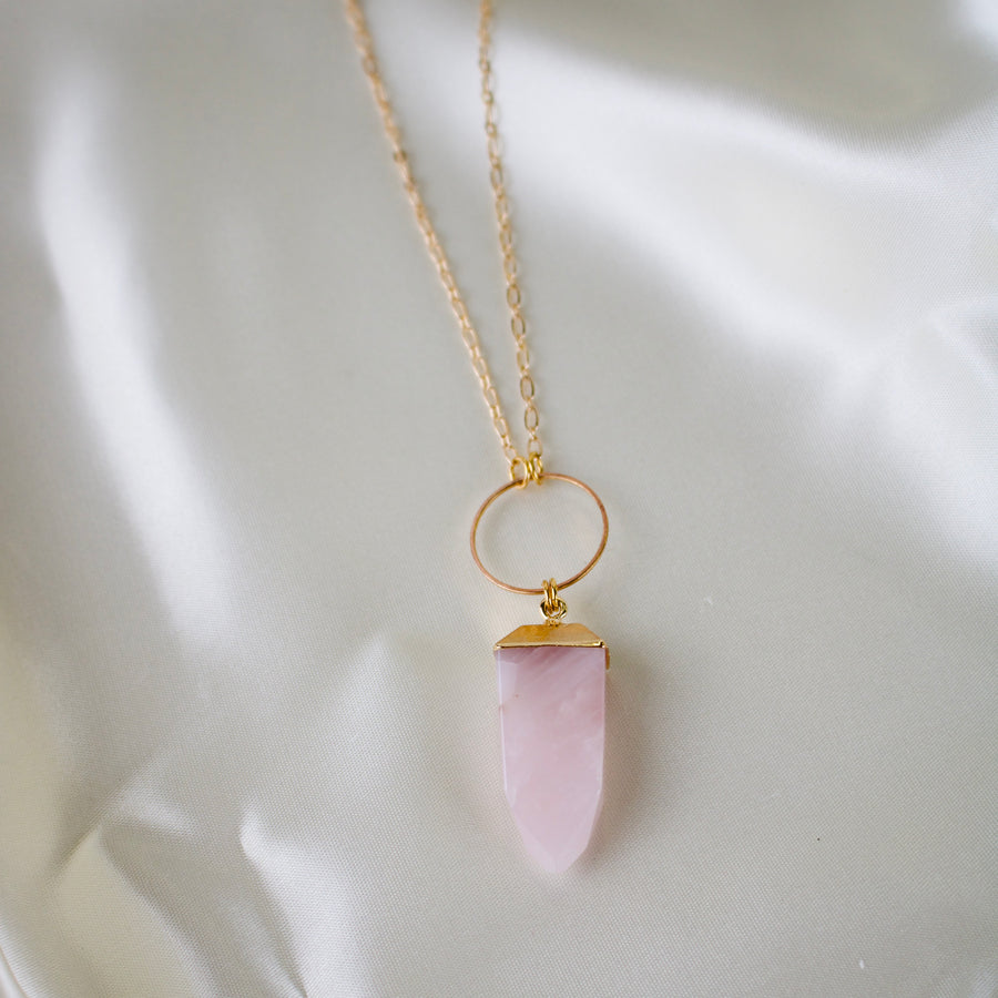N027 - *imperfect* Rose quartz pendant necklace