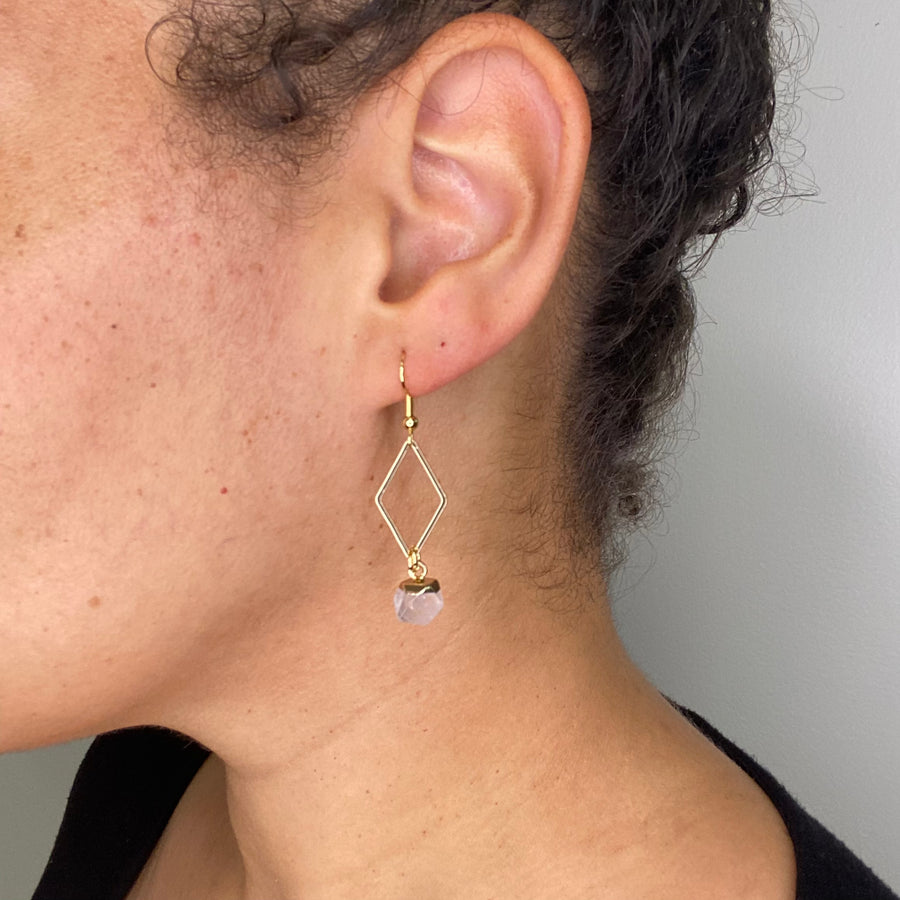 Myra // Geometric Quartz Charm Earrings