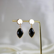 Piper // Faceted Black Agate Drop Earrings
