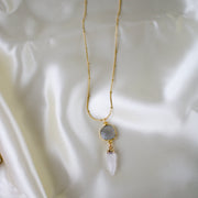 N018 - Clear quartz and grey moonstone necklace