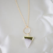 N016 - Clear quartz triangle necklace