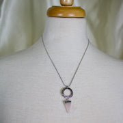 Rosie // Rose Quartz Triangle Pendant Necklace