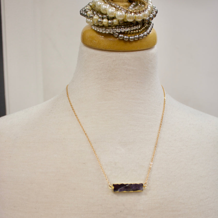 N021 - Amethyst bar necklace