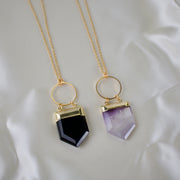 N015 - Gold Shield pendant necklace