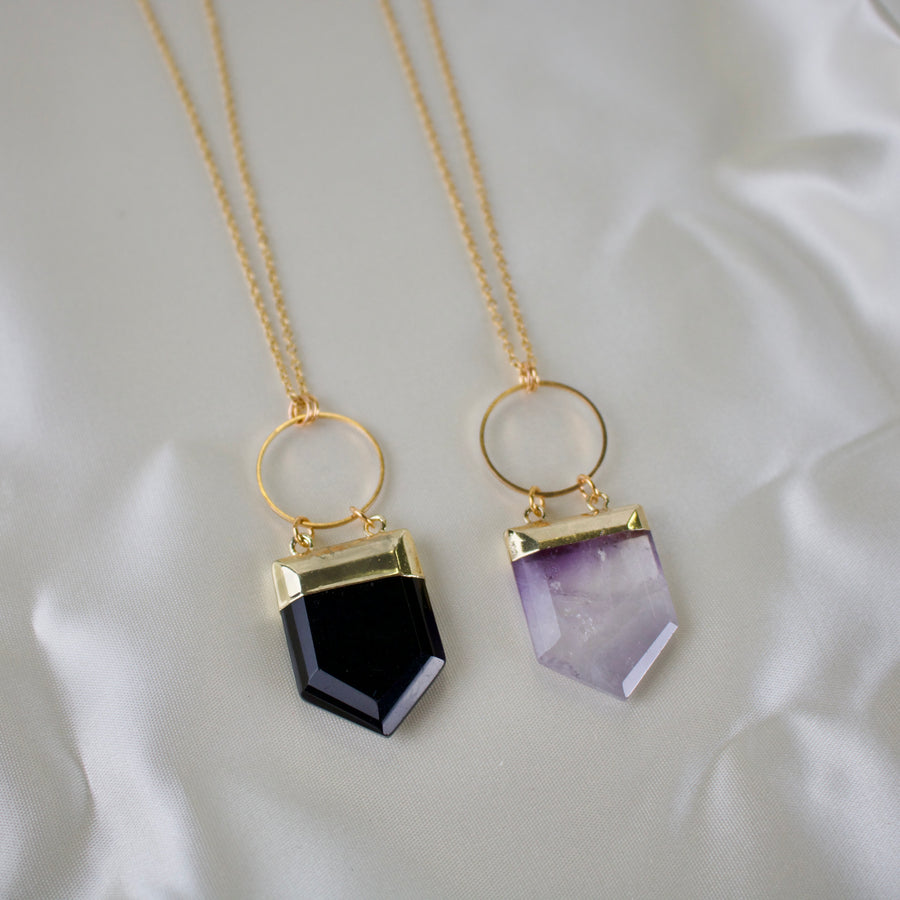 N015 - Gold Shield pendant necklace