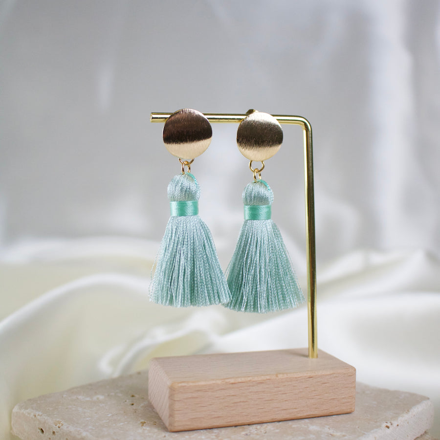 Halo // Light Blue Tassel Earrings