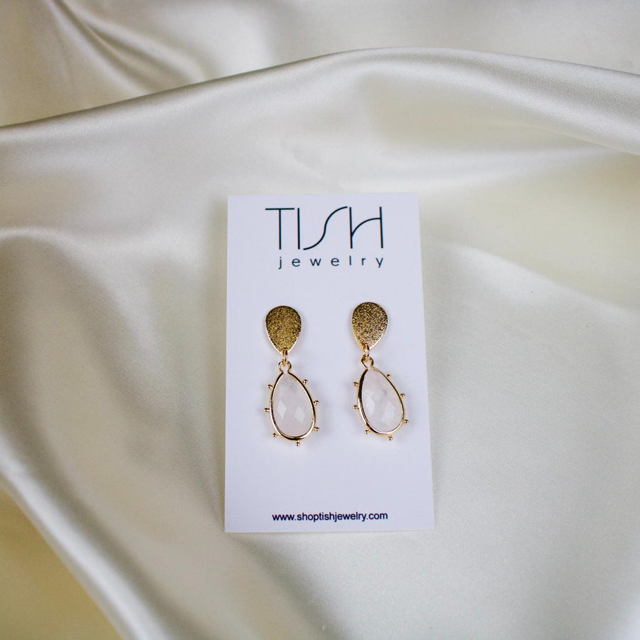 Reina // Clear Quartz Teardrop Earrings