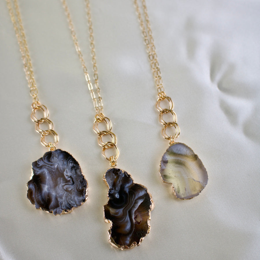 Tess // Agate Slice Necklace