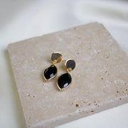 Piper // Faceted Black Agate Drop Earrings