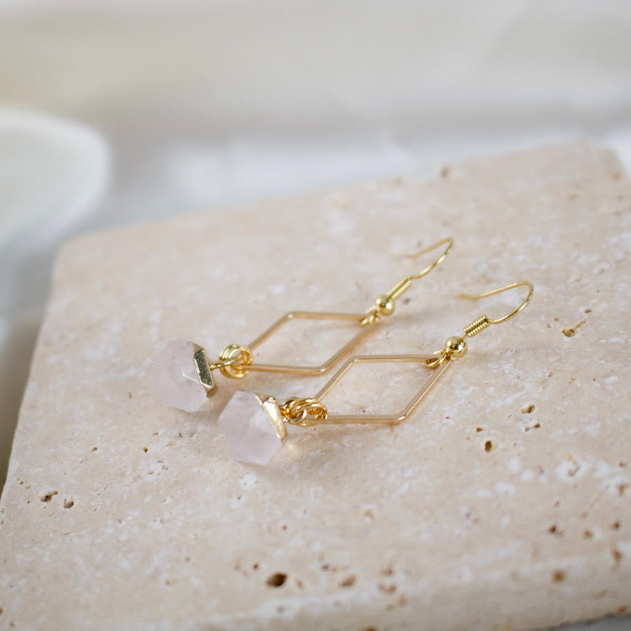 Myra // Geometric Quartz Charm Earrings