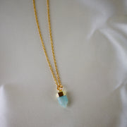N032 - Dainty amazonite bullet pendant necklace