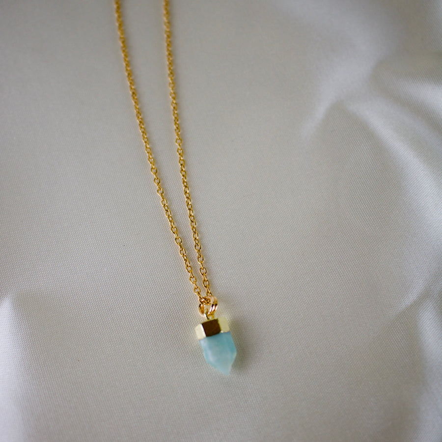 N032 - Dainty amazonite bullet pendant necklace