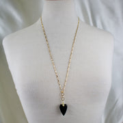 Serena // Black Agate Heart Necklace