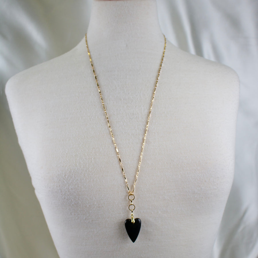 Serena // Black Agate Heart Necklace
