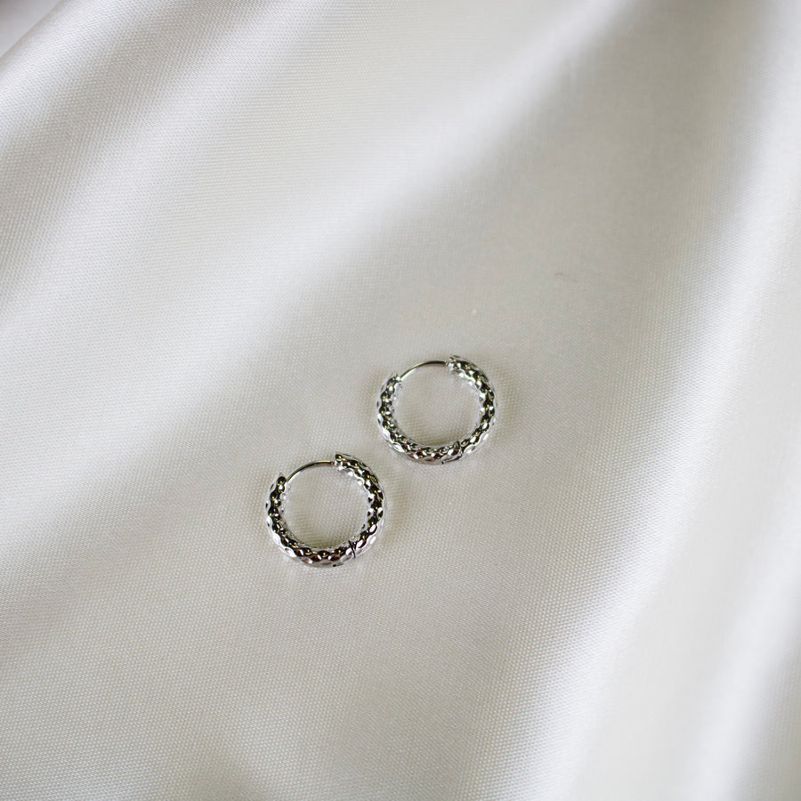 Kimi // Textured Round Huggie Hoops