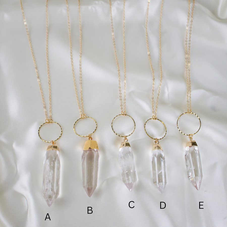 N019 - *imperfect* jumbo clear quartz crystal necklace