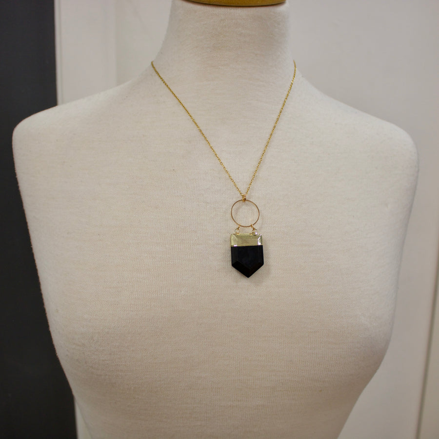 N015 - Gold Shield pendant necklace