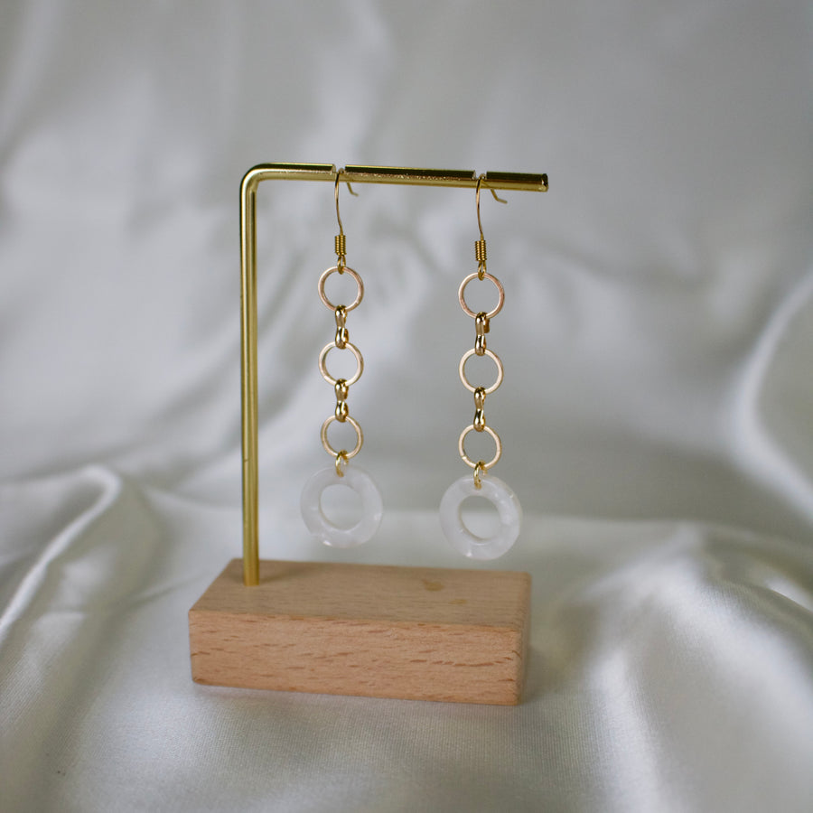 Dua // White Circle Acetate Earrings