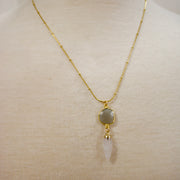 N018 - Clear quartz and grey moonstone necklace