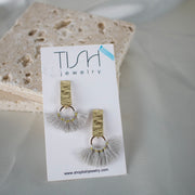 E32- Textured Stud Tassel Earring