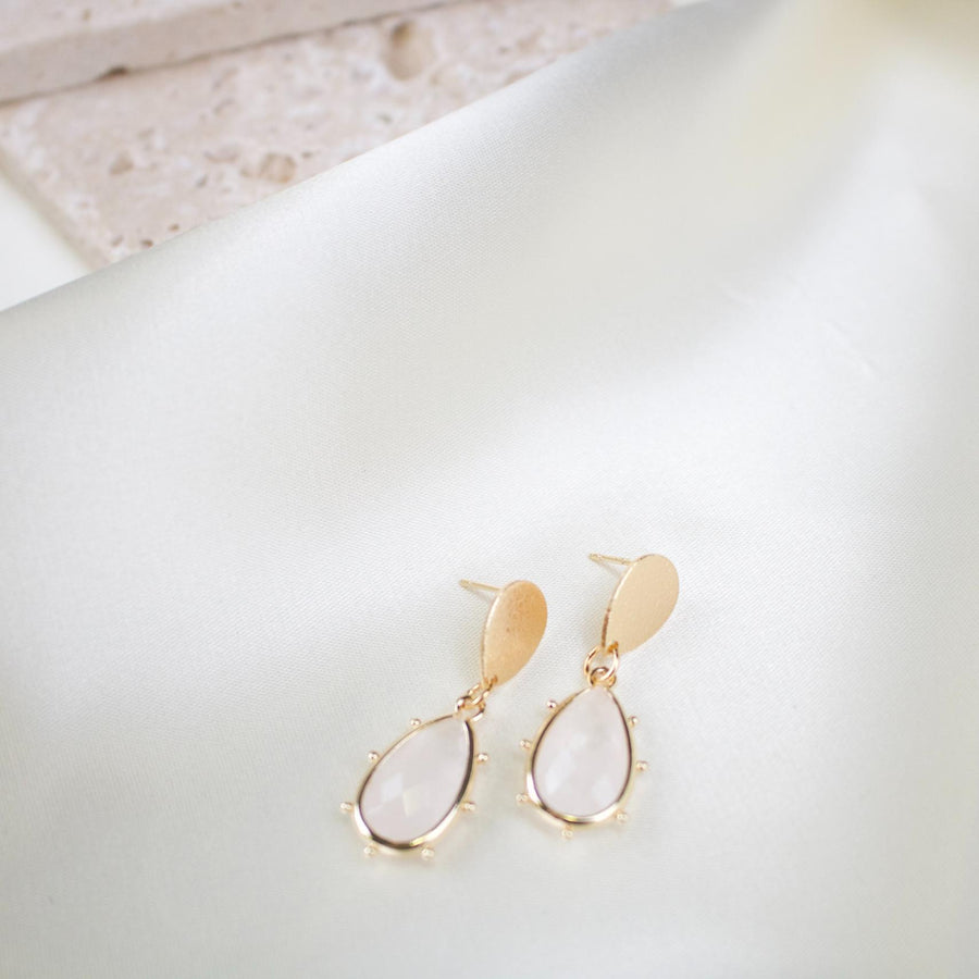 Reina // Clear Quartz Teardrop Earrings