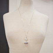 N017 - Triangle rose quartz & moonstone necklace