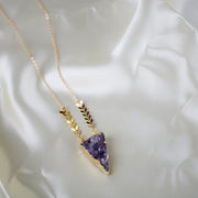N028 - Raw amethyst triangle pendant necklace