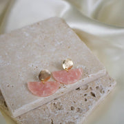 Farrah // Pink & Gold Stud Earrings