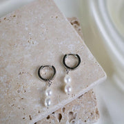 Tate // Pearl hoop huggie earrings